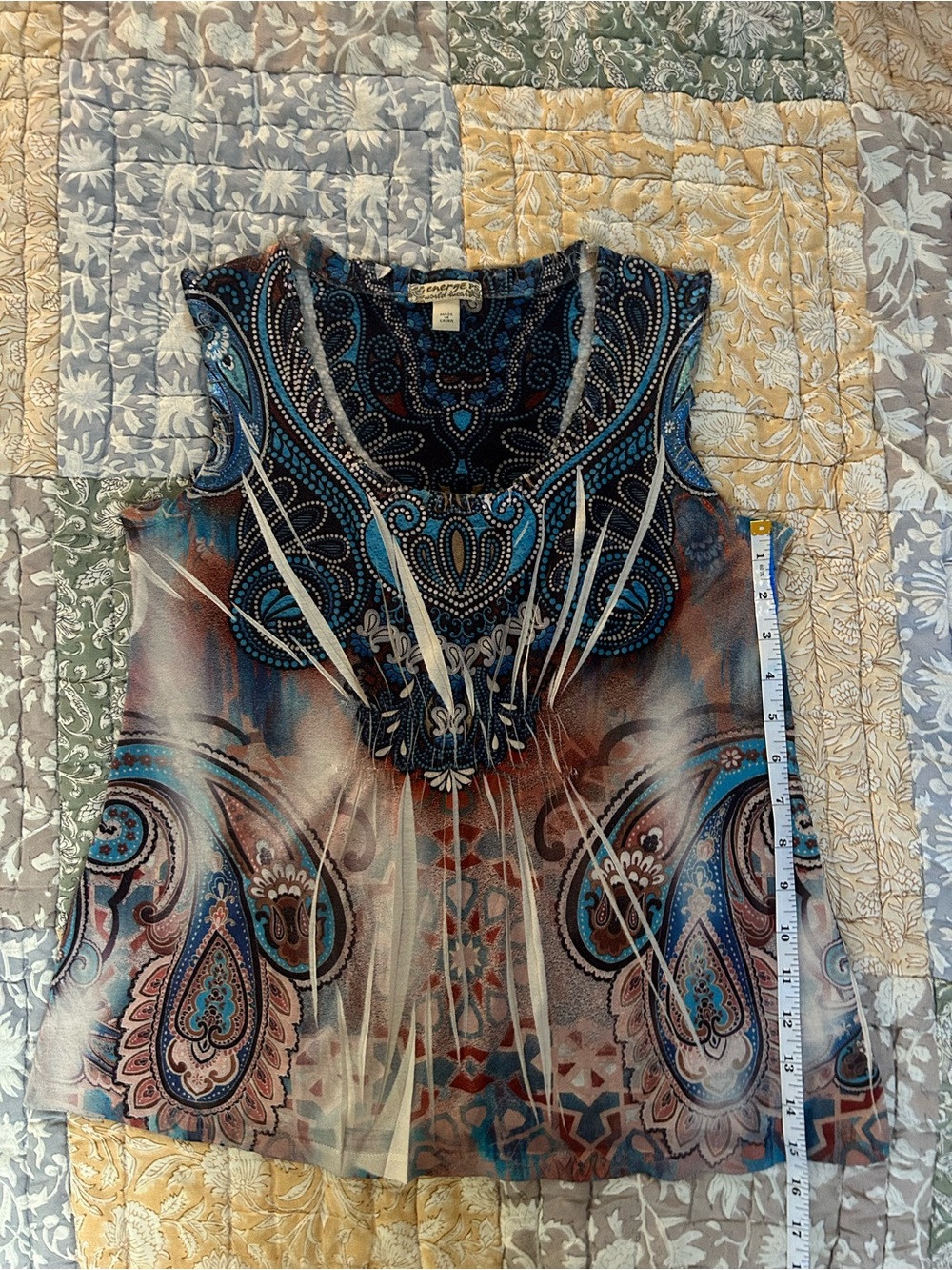 Energie Paisley Print Sleeveless Camisole - Blue & Brown